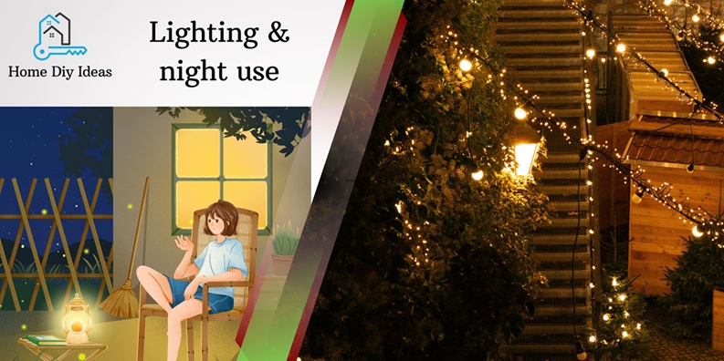 Small backyard with strategic lighting creating ambiance and extending usable space into the evening