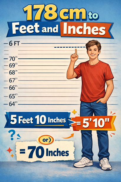 178 cm to feet and inches