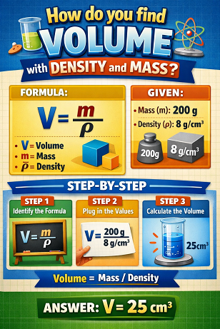 How do you find volume with density and mass